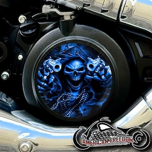 2025+ Indian Motorcycles Scout Custom Derby Cover - Gunfighter Reaper Blue