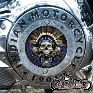 Indian Motorcycles 2014-2020 Thunder Stroke Derby Insert - Indian Skull Blue
