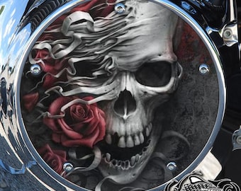 Harley Davidson Custom Made Derby Cover or Timing cover (Your choice) For all Big Twin, Twin Cam, Milwaukee 8 & Sportster skull roses 2
