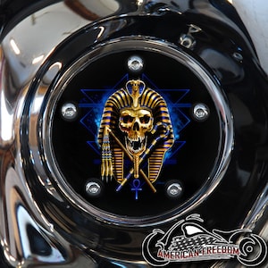 Harley Davidson Custom Made Timing / Points Cover - For all Big Twin, Twin Cam, Milwaukee 8 & Sportster Models -Pharaoh Skull