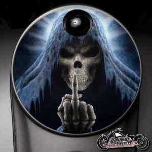Harley Davidson Custom Made Fuel Console Door 2008+ Ultra, Street Glide, Road Glide, Electra, CVO, Tri glide - Middle Finger Reaper