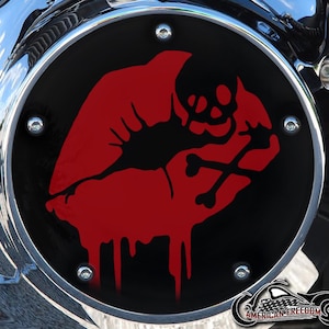 Cubierta Derby hecha a medida de Harley Davidson o cubierta de distribución (su elección) Para todos los Big Twin, Twin Cam, Milwaukee 8 y Sportster - Red Skull Lips