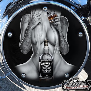 Harley Davidson Custom Made Derby Cover or Timing Cover (Your Choice) - For all Big Twin, Twin Cam, Milwaukee 8 & Sportster - Whiskey Babe