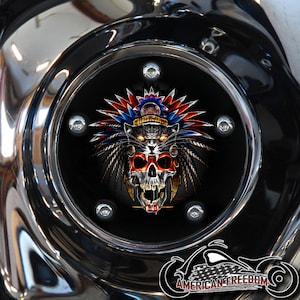 Harley Davidson Custom Made Timing / Points Cover - Für alle Big Twin, Twin Cam, Milwaukee 8 & Sportster Modelle - Indianer Häuptling Schädel