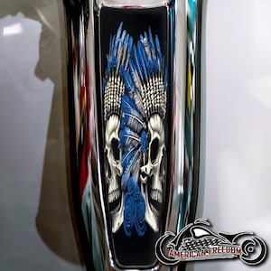 Harley Davidson Custom Made Dash Insert for 2024+ Street Glide & Road Glide Standard - Indian Rose Skull Blue