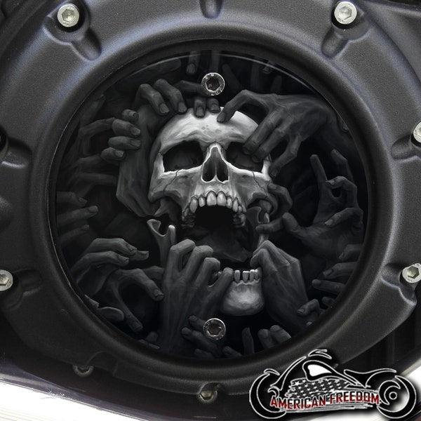Indian Motorcycles Scout Custom Derby Cover – Grayscale Torn Skull