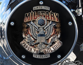 Housse pour derby Harley Davidson sur mesure ou housse de protection de synchronisation (au choix) pour tous les Big Twin, Twin Cam, Milwaukee 8 et Sportster VETERAN Military