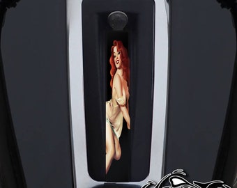 Harley Davidson Custom Made Aluminum Ultra Limited Dash Insert - Red Head Pin Up Girl