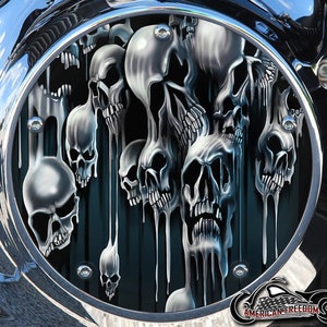Harley Davidson Custom Made Derby Cover or Timing cover (Your choice) For all Big Twin, Twin Cam, Milwaukee 8 & Sportster Melting Skull