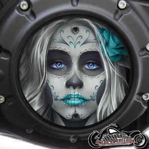 Indian Motorcycles 2015-2024 Scout Custom Derby Cover - Sugar Skull Teal