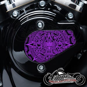 Harley Davidson 2024+ Timing Cover Medallion Insert- For Road Glide & Street Glide, CVO - Purple Aztec Calendar