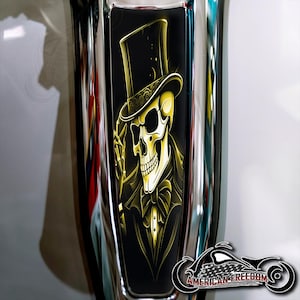 Harley Davidson Custom Made Dash Insert for 2024+ Street Glide & Road Glide Standard - Top Hat Skull Yellow
