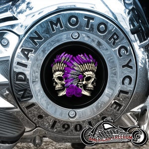 Indian Motorcycles 2014-2020 Thunder Stroke Derby Insert - Indian Skull Roses Purple
