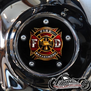 Harley Davidson Custom Made Timing / Points Cover - For all Big Twin, Twin Cam, Milwaukee 8 & Sportster Models -firefighter