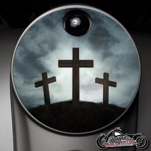 Harley Davidson Custom Made Fuel Console Door 2008+ Ultra, Street Glide, Road Glide, Electra, CVO, Tri glide,  3 Crosses