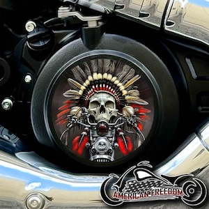2025+ Indian Motorcycles Scout Custom Derby Cover - Indian Motor Skull Red