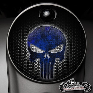 Harley Davidson Custom Made Fuel Console Door 2008+ Ultra, Street Glide, Road Glide, Electra, CVO, Tri glide - Punisher Blue