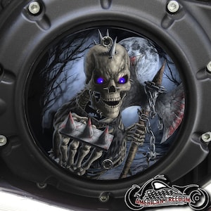 Indian Motorcycles 2015-2024 Scout Custom Derby Cover - Spiked Skull Warrior