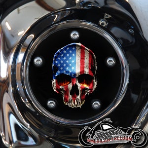 Harley Davidson Custom Made Timing / Points Cover - Für alle Big Twin, Twin Cam, Milwaukee 8 & Sportster Modelle - American Flagge Skull