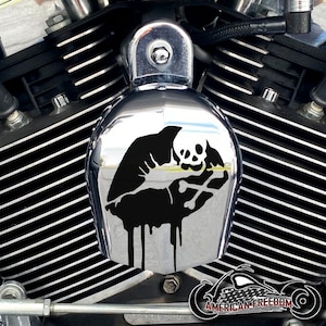 Harley Davidson CHROME Custom Made Horn Cover - Skull Lips Black