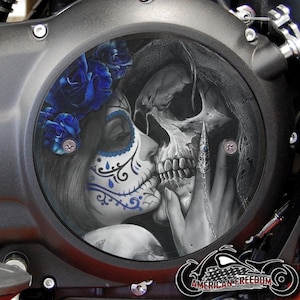 Victory Motorcycles Custom Derby Cover - Death Kiss Blue
