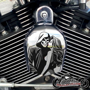 Harley Davidson CHROME Custom Made Horn Cover - Reaper&#39;s Darling