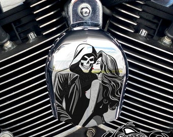 Harley Davidson CHROME Custom Made Horn Cover - Reaper's Darling