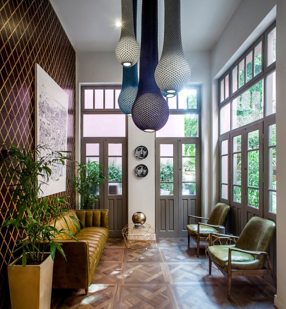 Set of 5 Units , Ceiling Lamp Shade, Suspension Luminaire, Pendant Light, Modern Hanging Lamp, Drop Light, Futuristic Decor, Office Light,