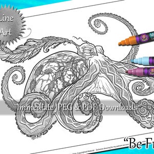 Be Free - LINE ART Digital Coloring Page
