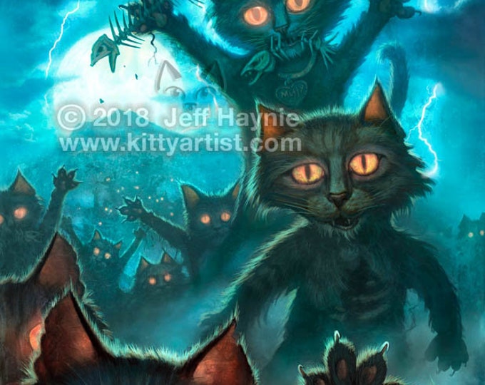Zombie Cats Art Print // Zombies // Halloween / Undead Cat // Vampire ...