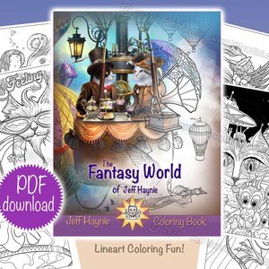 The Fantasy World of Jeff Haynie Coloring Book,Lineart coloring,Adult Coloring Books,PDF Download,Printable pages,Coloring Book PDF,Cats