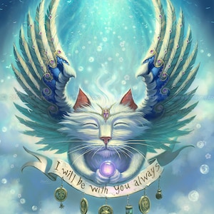 Angel Cat print // 11 X 14 Print // Heavenly Cat print // Giclee Print // Cat lovers // Angel winged cat // Fairy Cat