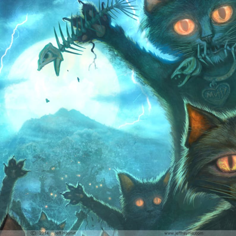 Zombie Cats // 8 X 10 PRINT // Zombie Apocalypse // Undead cat Etsy