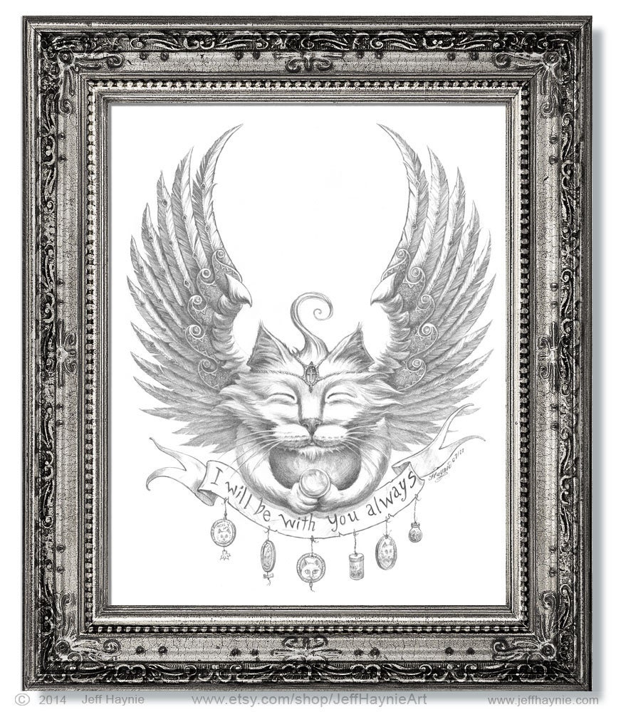 Pet Memorial Art // Angel Cat // Cat Art Wall Decor // Cat Etsy