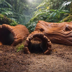 Tree Trunk Tunnel Hides for Hermit Crabs Reptiles and Small Critters | 3 Sizes Avaialble
