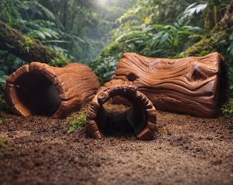 Tree Trunk Tunnel Hides for Hermit Crabs Reptiles and Small Critters | 3 Sizes Avaialble