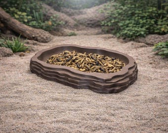 Natural Stone-Style Food Dish | Hermit Crab & Terrarium Feeding Bowl | 3D Printed PLA
