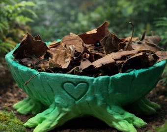 Love Tree Trunk Foraging Dish | 3D Printed PLA Feeding Bowl | Leaf Litter or Staple Dish