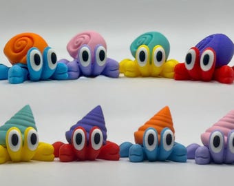 3D Printed Hermit Crab Figurines  Articulated Legs  4 Color Options  Choose Shell Style & Pack