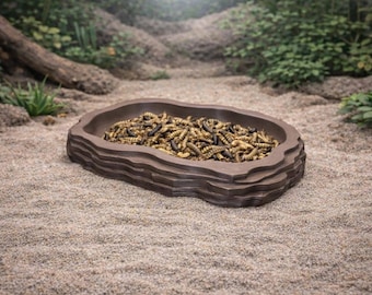 Natural Stone-Style Food Dish | Hermit Crab & Terrarium Feeding Bowl | 3D Printed PLA
