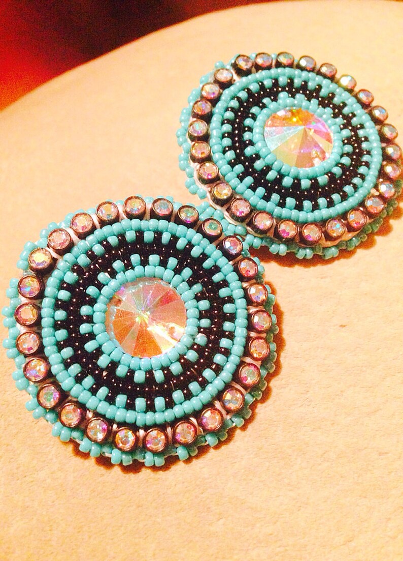 Reserved..Native American Beaded Earrings studs set Etsy
