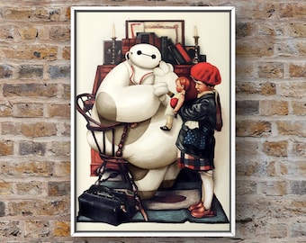 Baymax - Big Hero 6 vs Norman Rockwell 11" x 17"