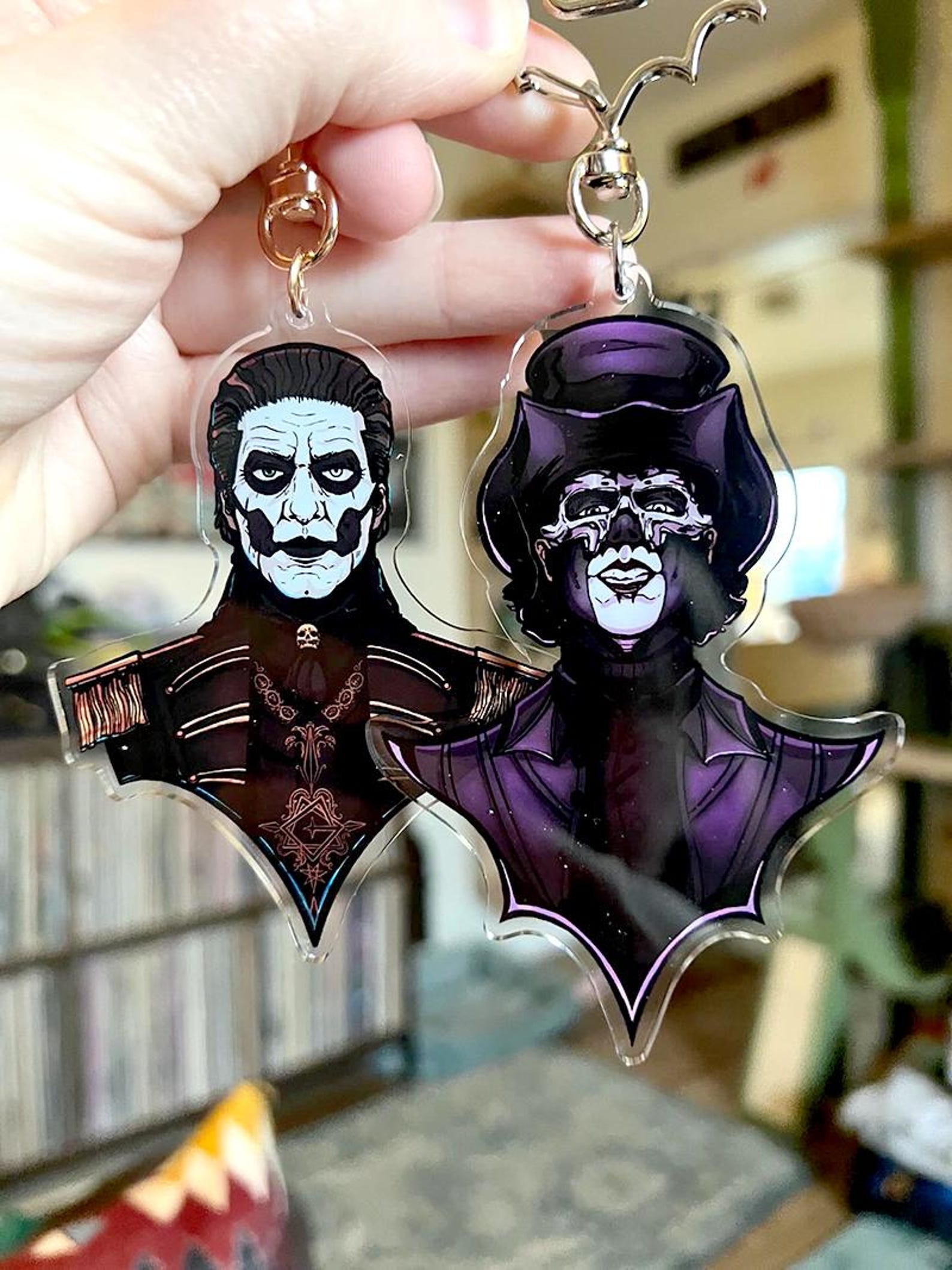 Ghost Papa IV & V Acrylic Keychain | Double-sided Satanic Popes Charm ...