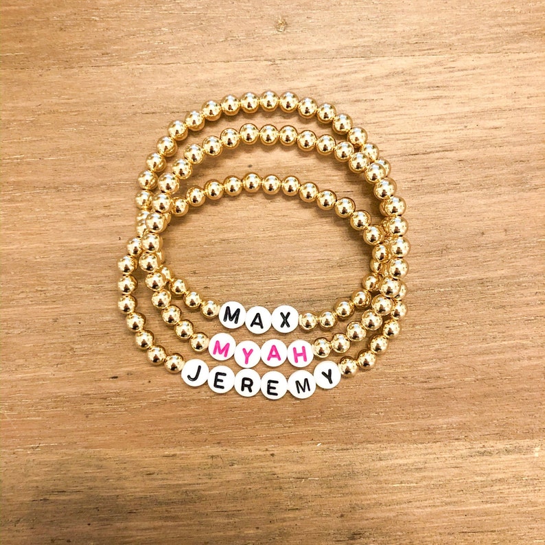 Custom Word Beaded Bracelet 14k Gold Filled 5.00mm Etsy
