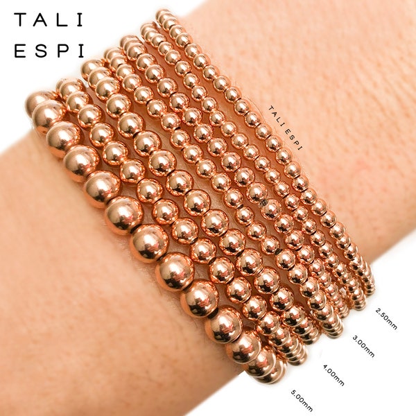 Bracelets empilables remplis d'or rose 14 carats, bracelets en or rose 2,5 mm 3 mm 4 mm 5 mm 6 mm 7 mm 8 mm