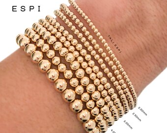 1-5pcs//set Gold//Sliver beaded bracelets for women,Gold Plated Bead Ball Bracelet stackable Elastic Stainless Steel Bracelet