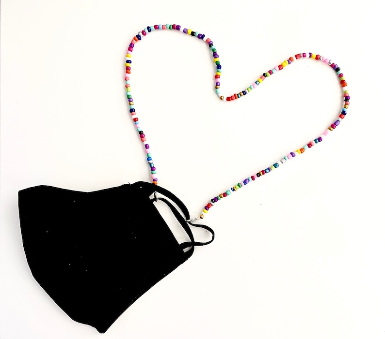 DIY Bead Face Mask Chain Lanyard Kit Colorful Beaded Face ...