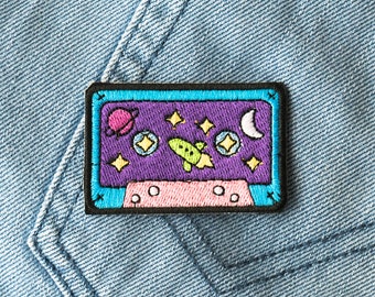 Kawaii Cassette Iron on Embroided patch