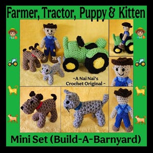 Miniset BOER, TRACTOR en HUISDIEREN: (onderdeel van de Build-A-Barnyard-speelset)