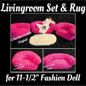 Cozy Time Livingroom Set and Rug for 11-1/2&quot; Fashion Doll - PDF
